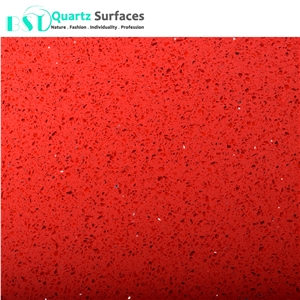 Red Sparkle Quartz Stone Slab for Countertops