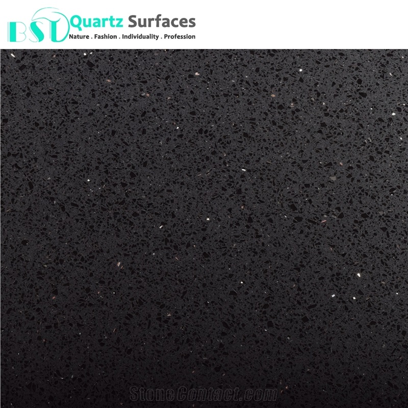Sparkling Black Kitchen Quartz Stone Table Top from China