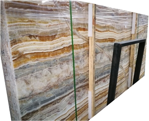 YUANDA Yellow Wood Grain Onyx Slabs Premium