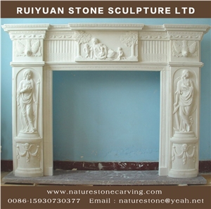 Limestone Fireplace Mantel Sculpture Mantel