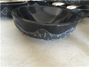 Absolute Black Granite Vessel Round Sinks
