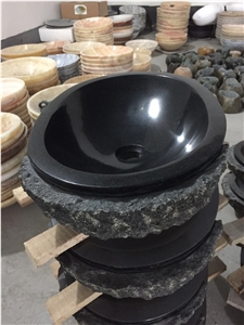 Absolute Black Granite Vessel Round Sinks