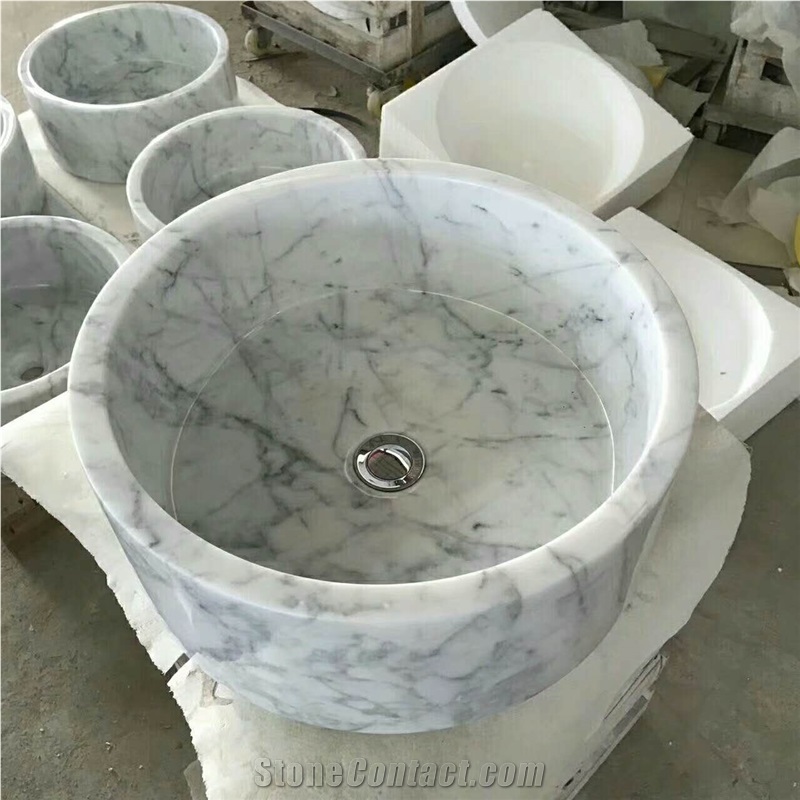 Bianco Carrara Marble Sinks, Carrara Bath Basin