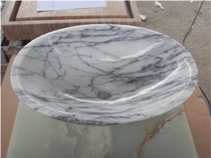Bianco Carrara Vessel Sinks Marbe Bath Wash Basin