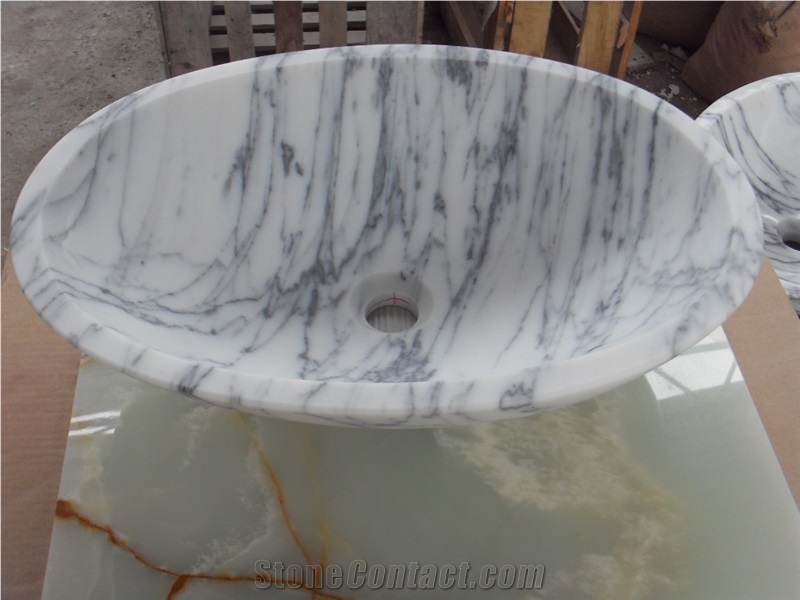 Bianco Carrara Vessel Sinks Marbe Bath Wash Basin