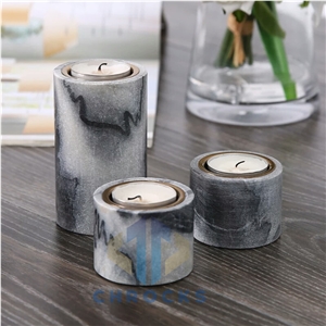 Black Cloud Marble Candle Holders and Toothbrush