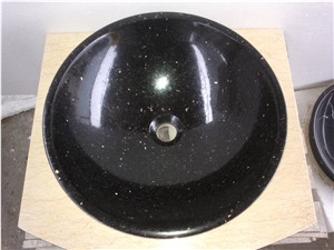 Black Galaxy Granite Drop-In Round Bath Sink