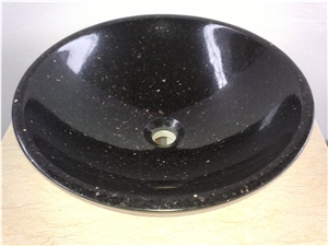 Black Galaxy Granite Drop-In Round Bath Sink