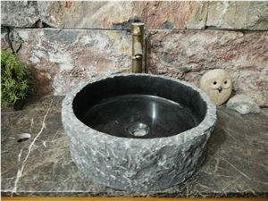 Black Limestone Bathroom Round Wash Basin