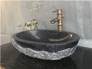 Black Marquina Marble Bath Vessel Sink Wash Basin