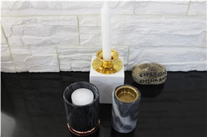 Carrara Marble Natural Stone Candle Holders