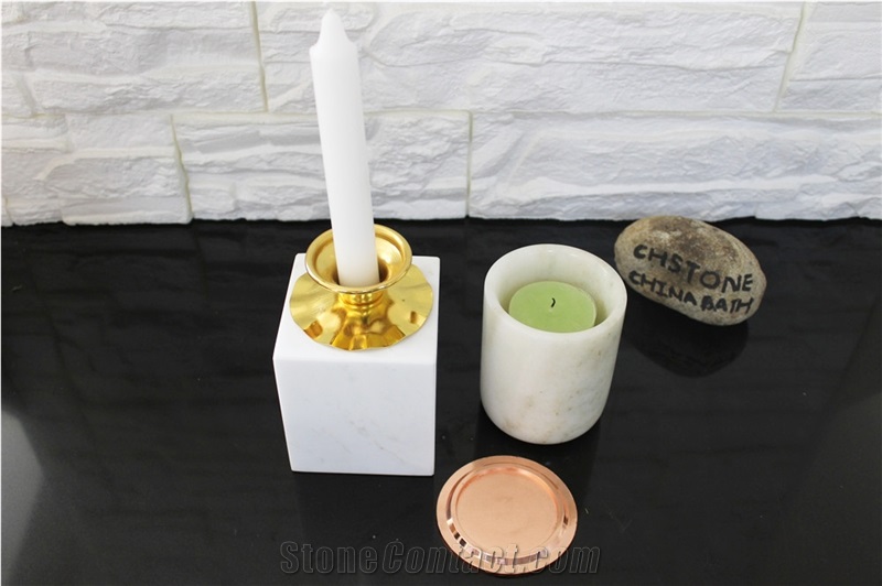 Carrara Marble Natural Stone Candle Holders