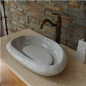 Carrara Marlbe Oval Vessel Sinks Bathroom Sinks
