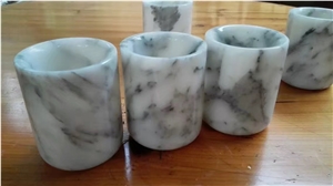 Carrara White Marble Bathroom Accessories Sets