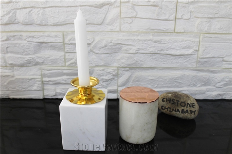 Carrara White Marble Candle Holders & Accessories