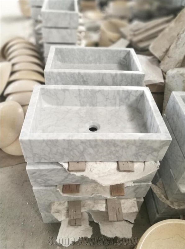 Carrara White Marble Sinks, Marble Bathroom Basins