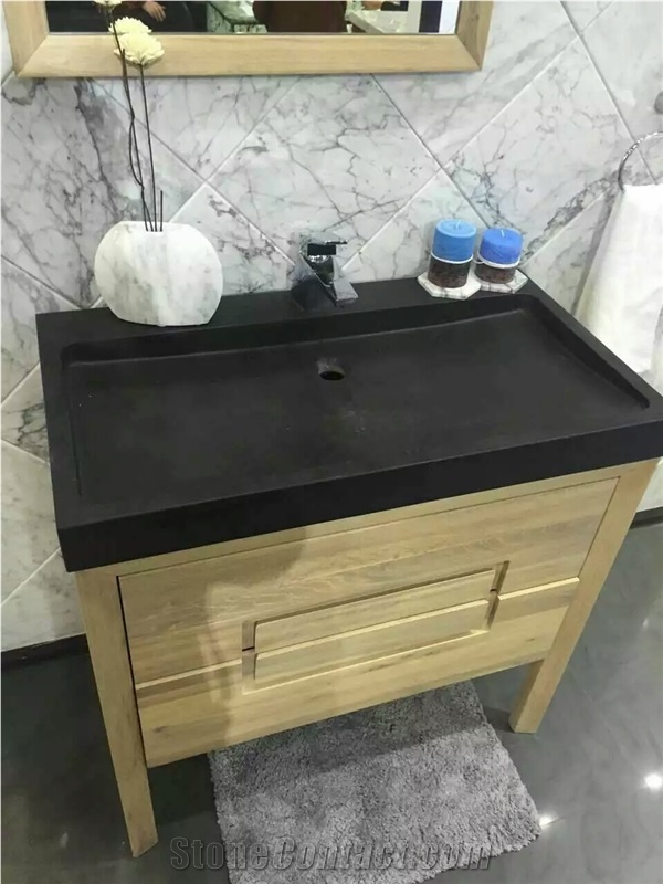 China Black Basalt Console Sink,Black Basalt Basin