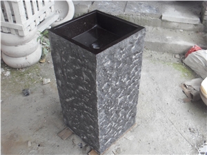 China Black Limstone Pedestal Sink Standing Basin