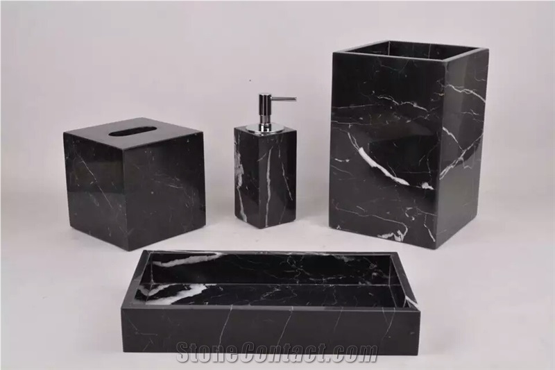 China Black Marble Bath Accessories,Stone Bath Set