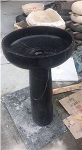 China Black Marqunia Pedestal Sinks, Marble Basins