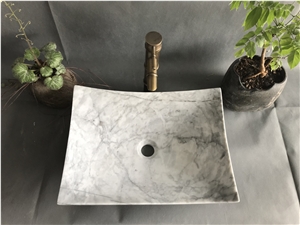 China Carrara White Marble Bath Vessel Sink