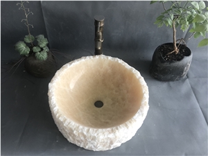 China Honey Onyx Round Sink With Rough Outside
