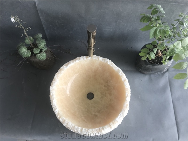 China Honey Onyx Round Sink With Rough Outside
