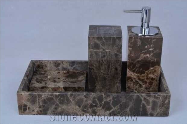 Chstone Dark Emperador Marble Bath Accessories