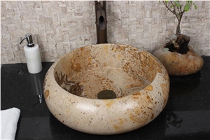 Classic Travertine Bathroom Round Wash Basin