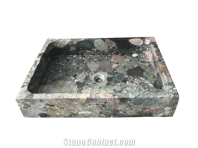 Colorful Stone Bath Vessel Rectangle Sink