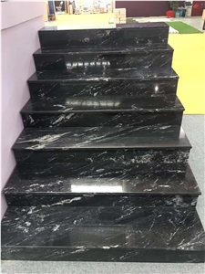 Cosmos Black Granite Steps Stone Interior Stair