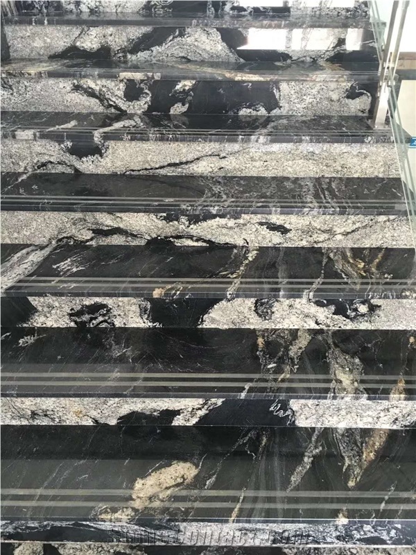 Cosmos Black Granite Steps Stone Interior Stair