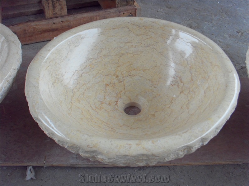 Cream Marble Sink ,Galala Marble Basin,Stone Basin