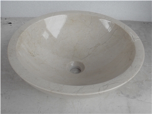 Crema Marfil Marble Round Sink Bath Wash Basin