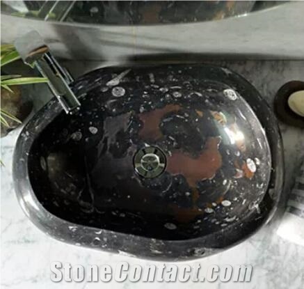 Fossil Marble Sink, Black Marble Basin,Marble Sink