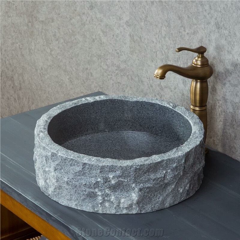 G654 Granite Wash Basin, Dark Grey Granite Sinks