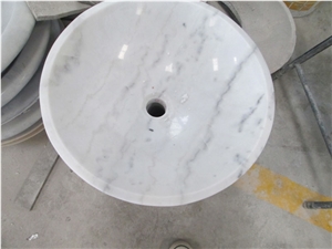 Guangxi White Marble Bath Round Vessel Sink