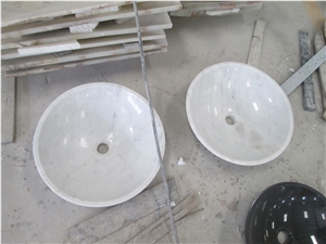 Guangxi White Marble Bath Round Vessel Sink