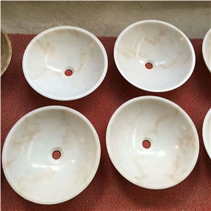 Guangxi White Marble Bath Sink Round Wash Basin