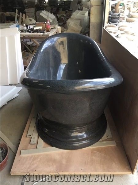 Hebei Black Granite Bath Oval Free-Standing Tubs