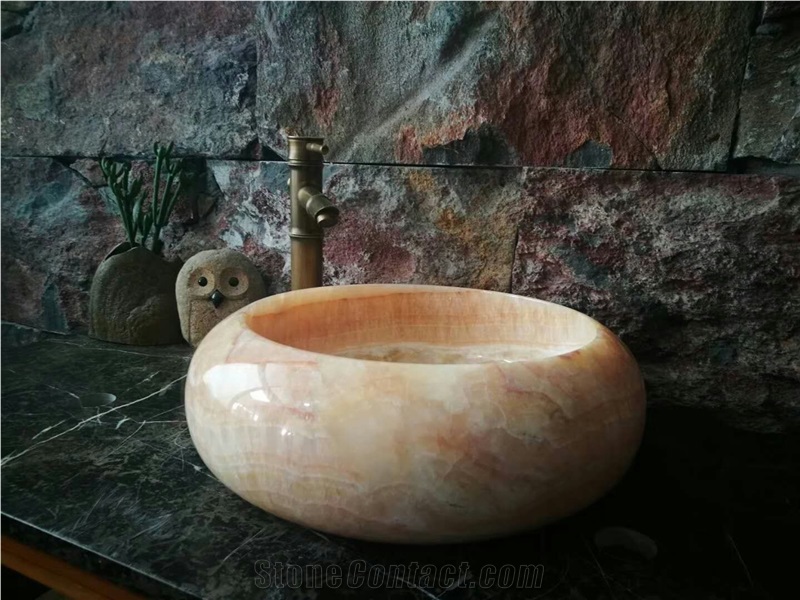 Honey Onyx Round Sinks,China Onyx Wash Basins