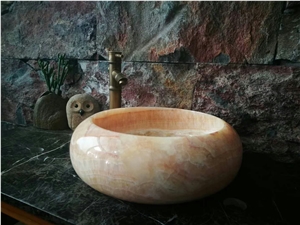 Honey Onyx Round Sinks,China Onyx Wash Basins