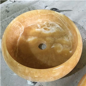 Honey Onyx Vessel Sinks, Yellow Onyx Wash Basin
