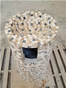 Marble Mosaic Pedestal Sink Standing Wash Basin