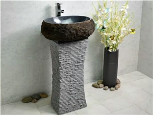 Natural Stone Pedestal Two-Pieces Sinks