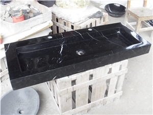 Nero Marquina Marble Vessel Sink Console Sink