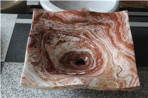 Red Dragon Onyx Bath Sink Natural Stone Wash Basin