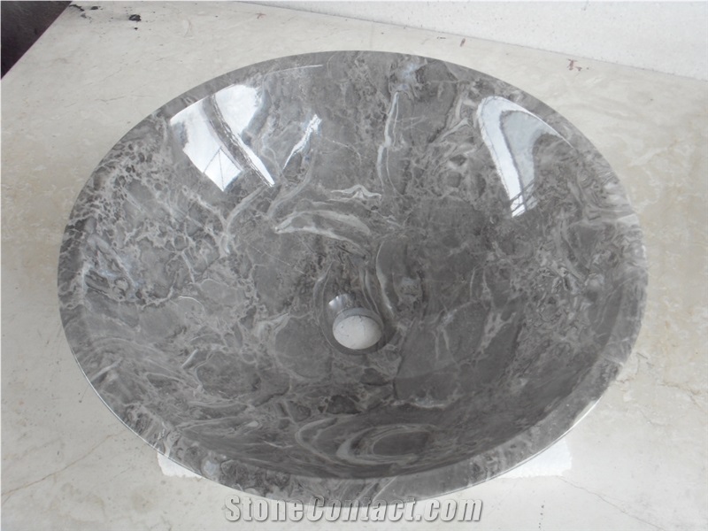 Seashell Marble Round Sinks,Nature Stone Basins