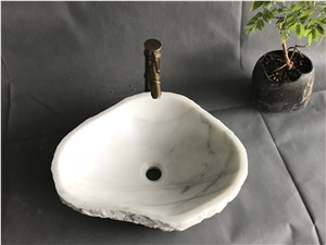 Snow White Marble Wash Basin Irregular Sink