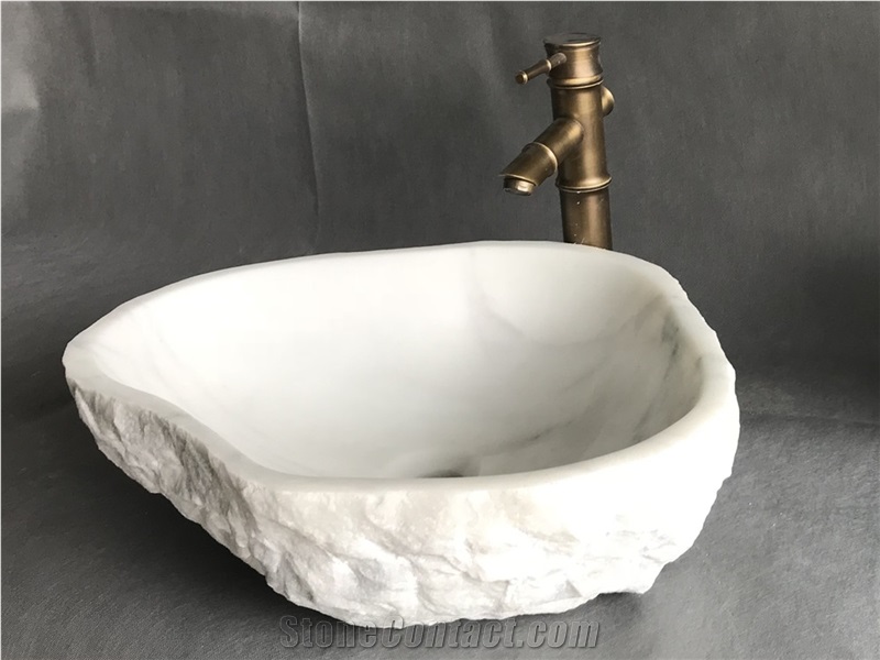 Snow White Marble Wash Basin Irregular Sink